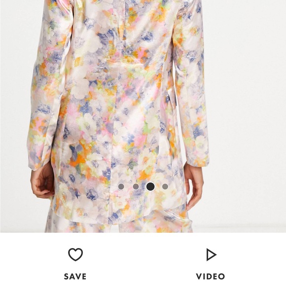 B NEW Liquorish satin tailored double breast blazer in soft washed pastel floral - Picture 5 of 6